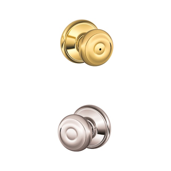 Schlage Schlage Georgian Classic Bright Brass/Bright Chrome Privacy Knob Right or Left Handed F40GEO605X625 - main